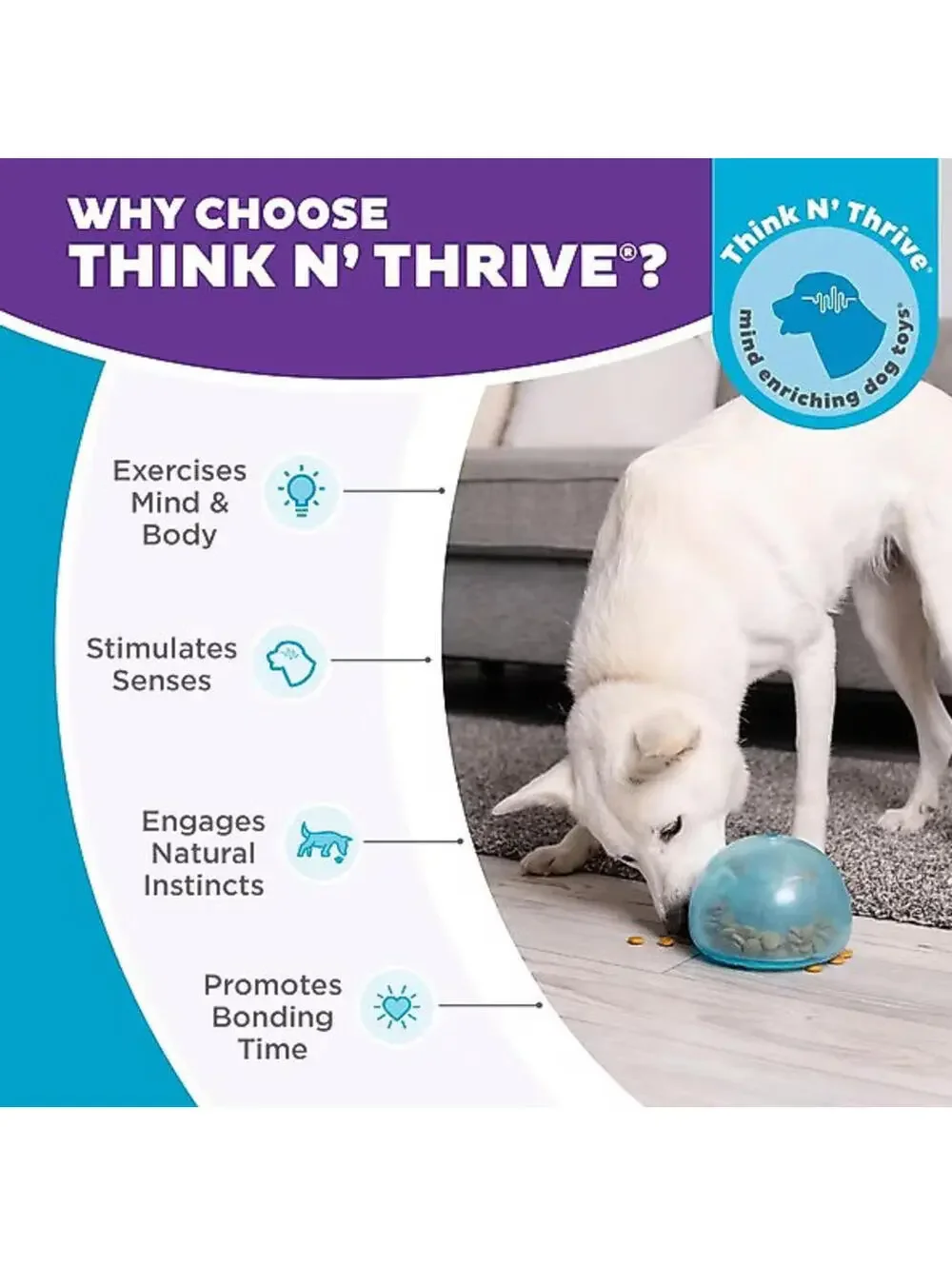 (RGB2) Outward Hound Orbee-Tuff Snoop Blue Treat Dispenser Tough Dog Toy Puzzle
